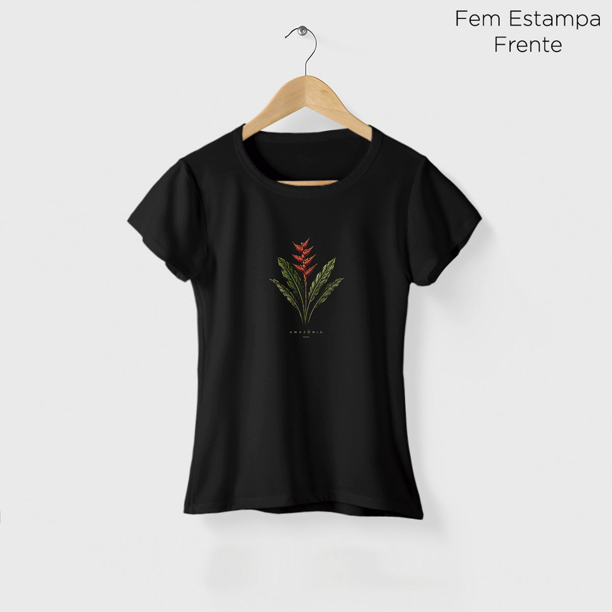 Camiseta Amazônia HELICÔNIA - PRETO - cód 2419