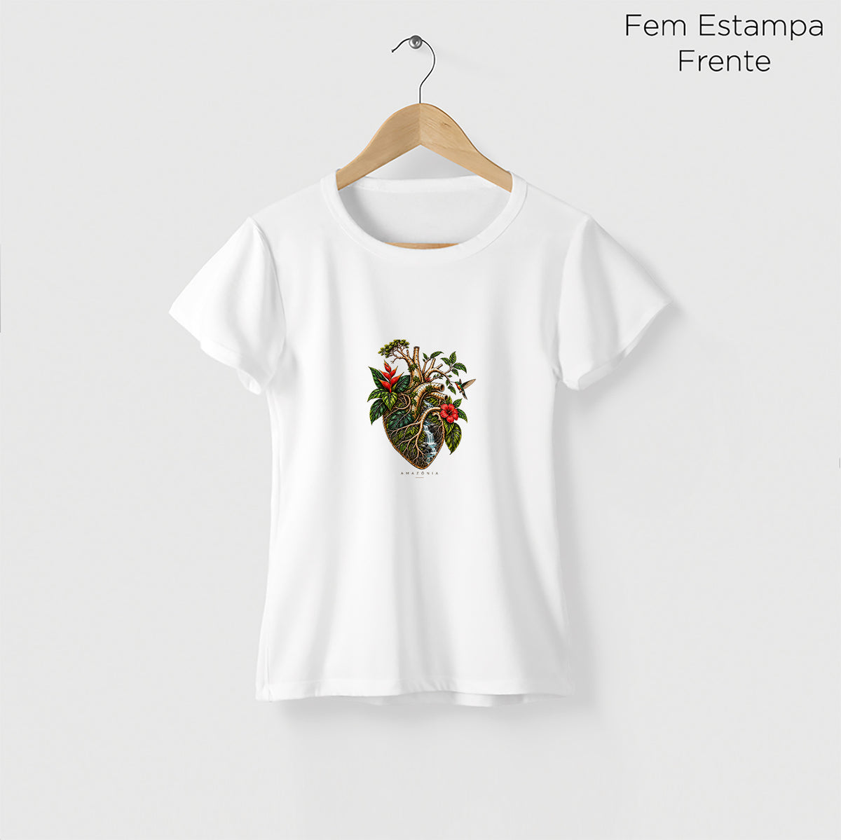 Camiseta Amazônia CORAÇÃO DA MATA - BRANCO - cód 2421