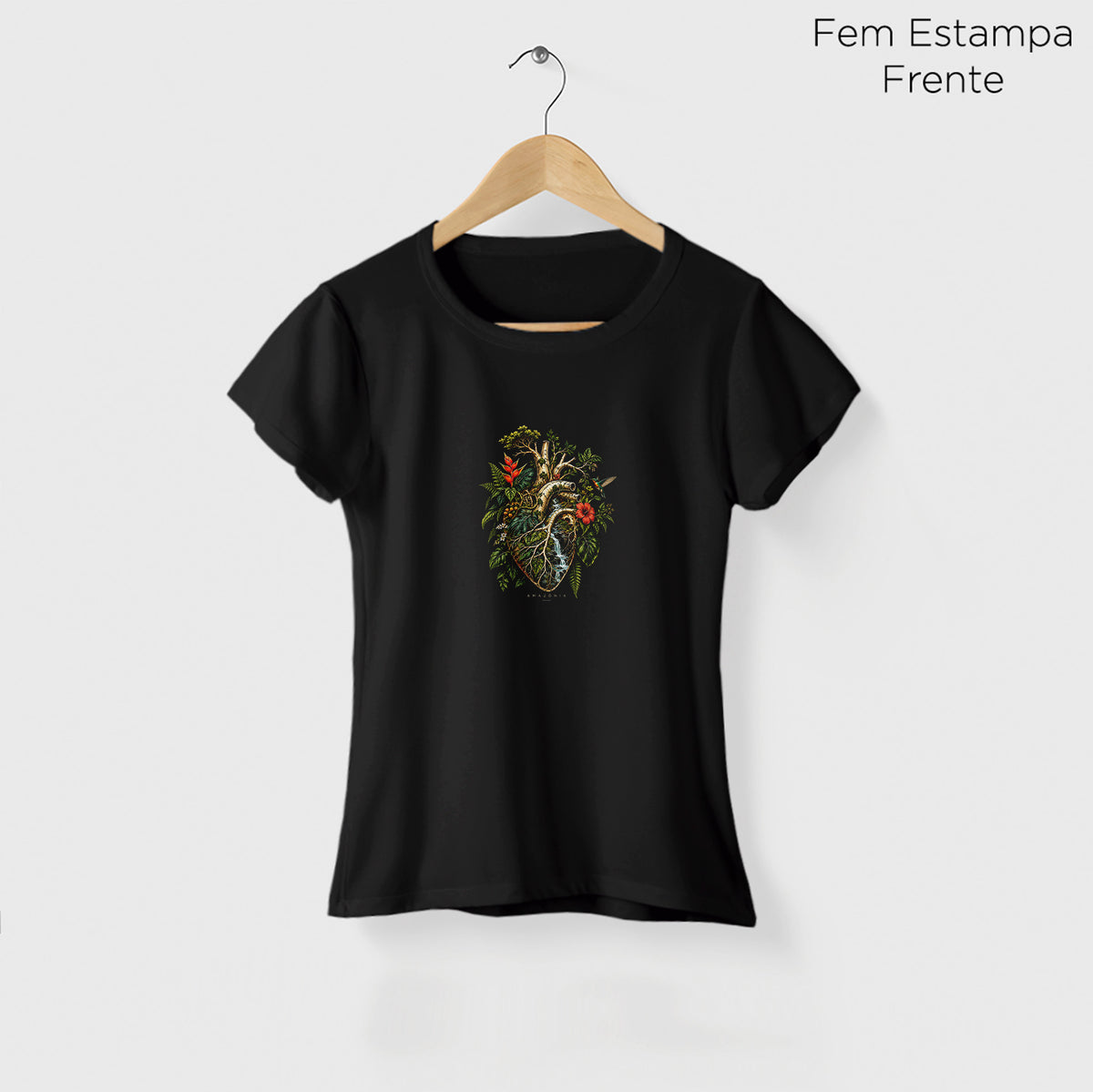Camiseta Amazônia CORAÇÃO DA MATA - PRETO - cód 2421