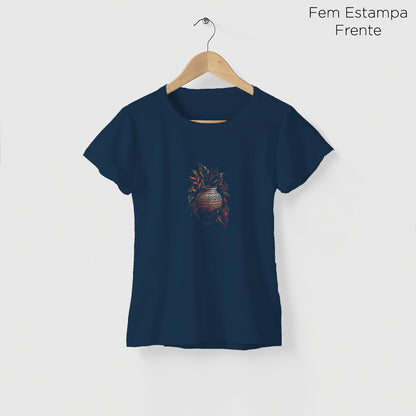 Camiseta Amazônia CERÂMICA MARAJOARA - AZUL MARINHO - cód 2434