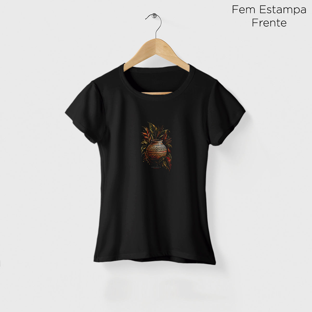 Camiseta Amazônia CERÂMICA MARAJOARA - PRETO - cód 2434