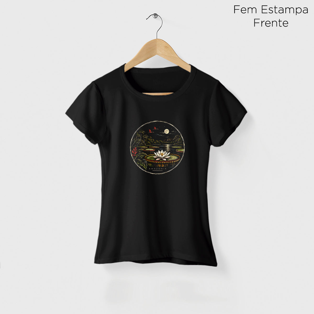 Camiseta Amazônia VITÓRIA-RÉGIA - PRETO - cód 2437