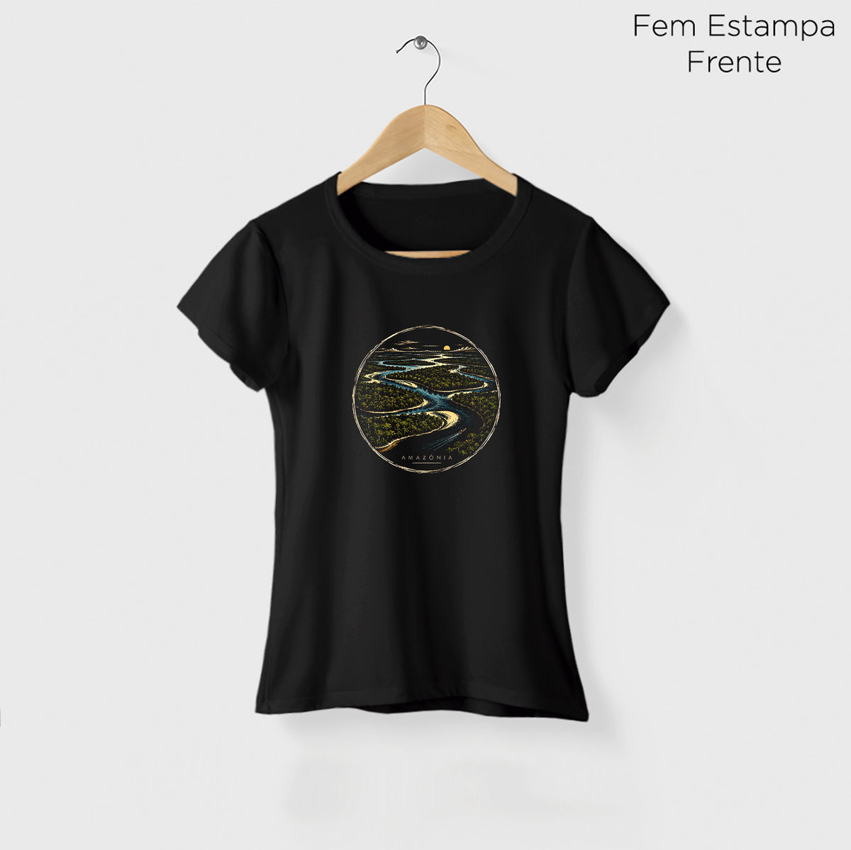Camiseta Amazônia CAMINHO DAS ÁGUAS - PRETO - cód 2438