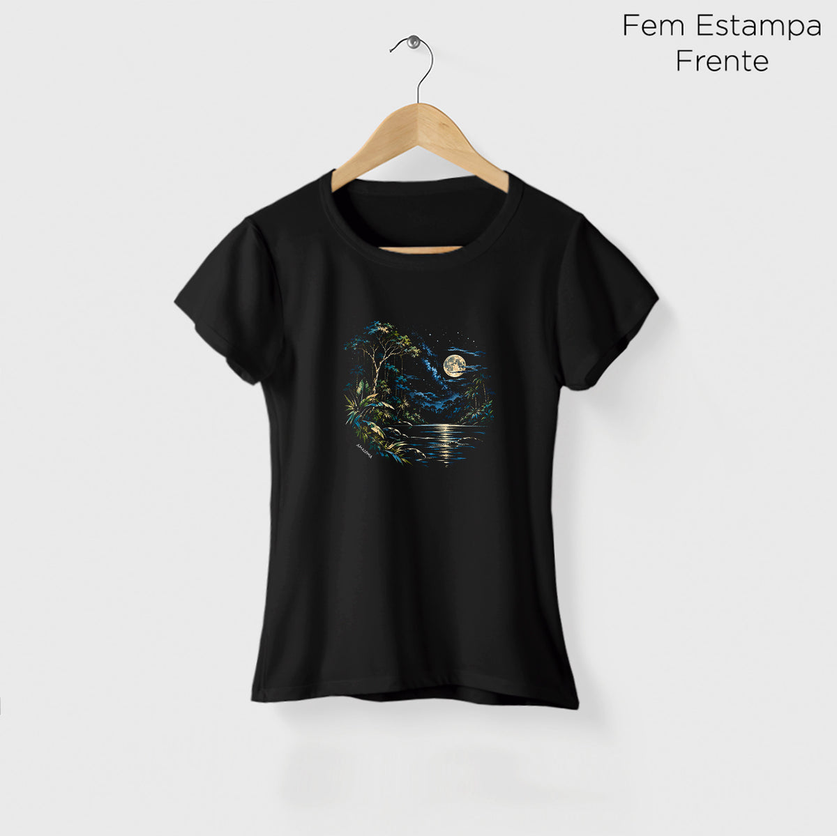 Camiseta Amazônia CÉU DA FLORESTA - PRETO - cód 2449