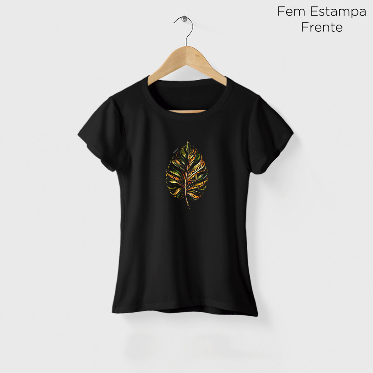 Camiseta Amazônia FOLHA NATIVA - PRETO - cód 2450