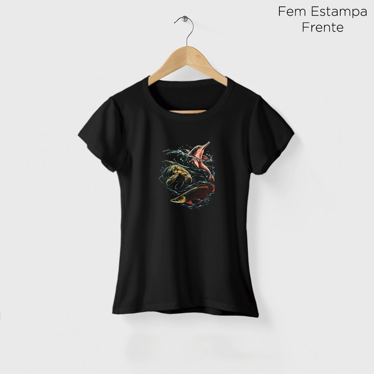 Camiseta Amazônia ÁGUAS DA AMAZÔNIA - PRETO - cód 2451