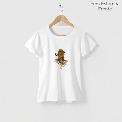 Camiseta Amazônia RAÍZES DA ONÇA - BRANCO - cód 2453