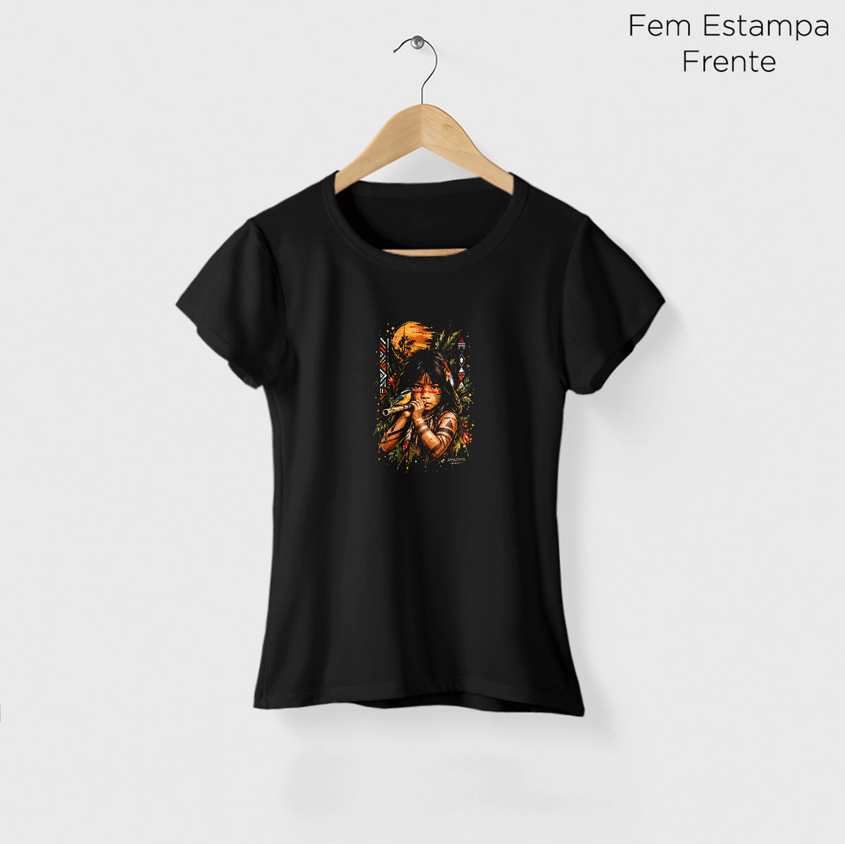 Camiseta Amazônia CULTURA INDÍGENA - PRETO - cód 2455
