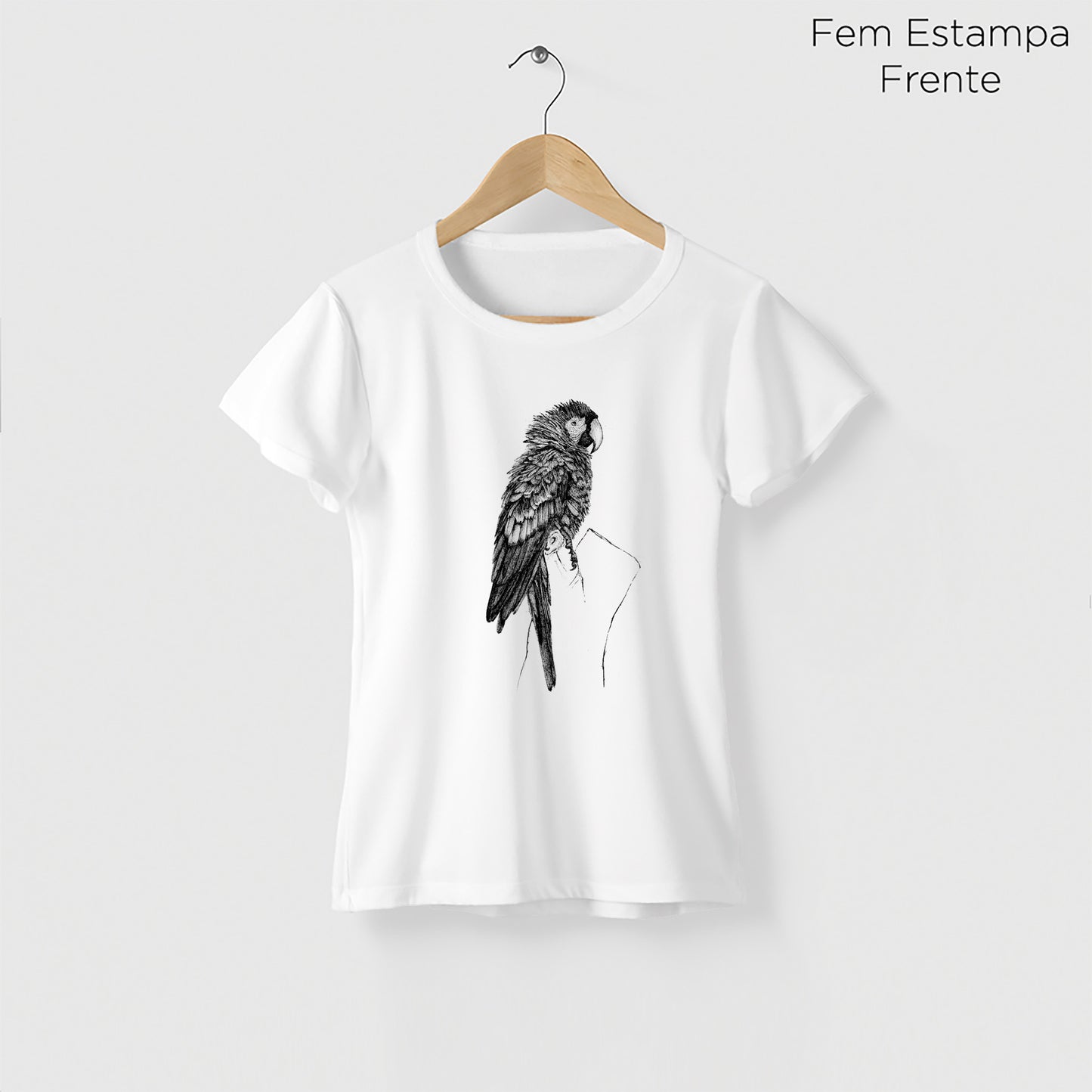 Camiseta Amazônia CHAPADA DOS GUIMARÃES - ARARA VERMELHA - BRANCO - cód 10013