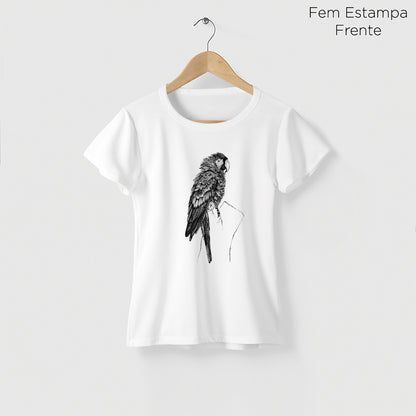 Camiseta Amazônia CHAPADA DOS GUIMARÃES - ARARA VERMELHA - BRANCO - cód 10013