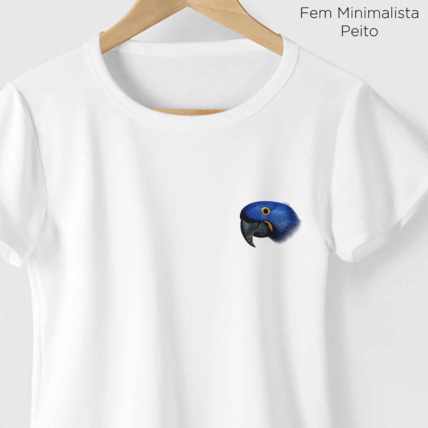 Camiseta Amazônia ARARA AZUL - BRANCO - cód 0198