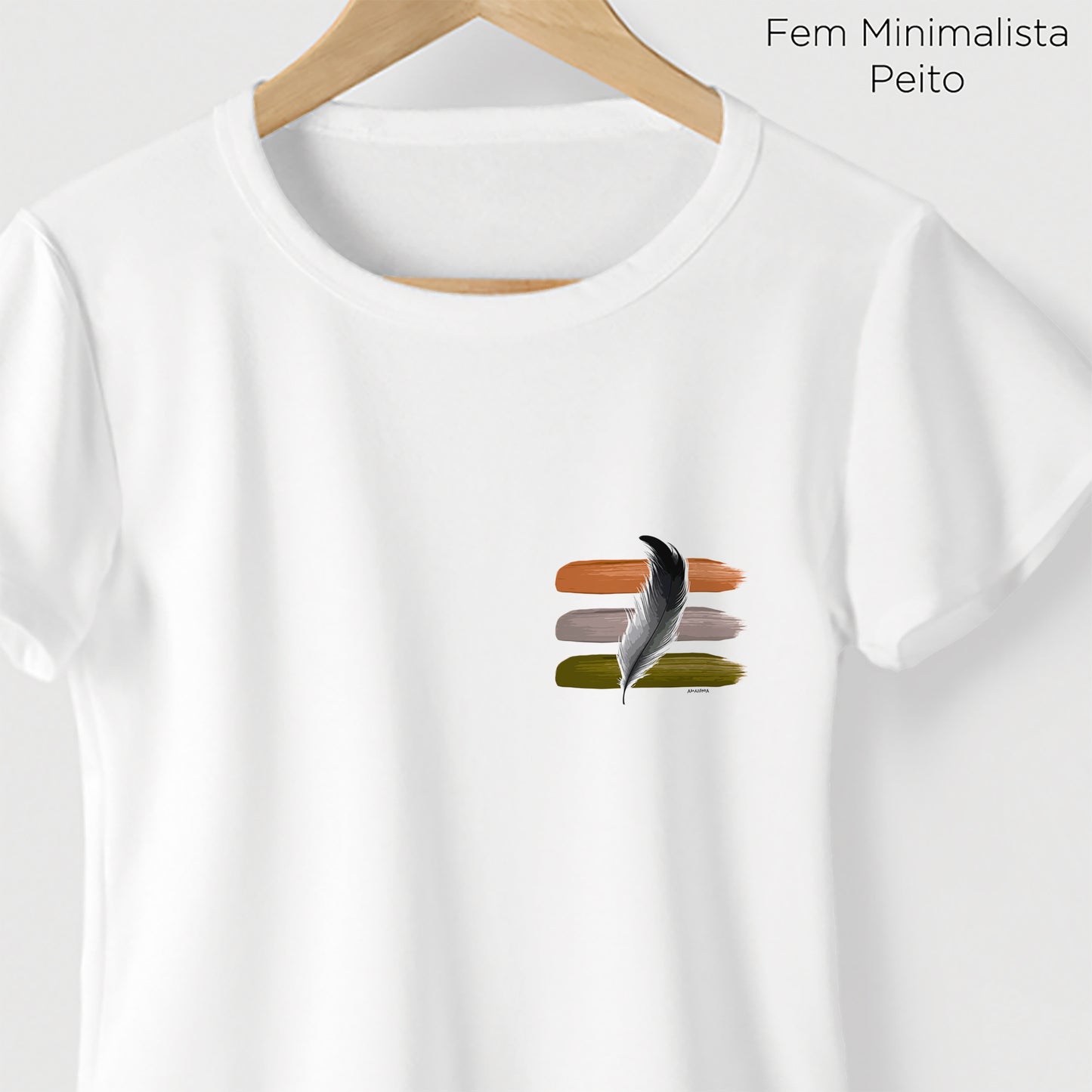 Camiseta Amazônia PENA DE TINTA - BRANCO - cód 2132