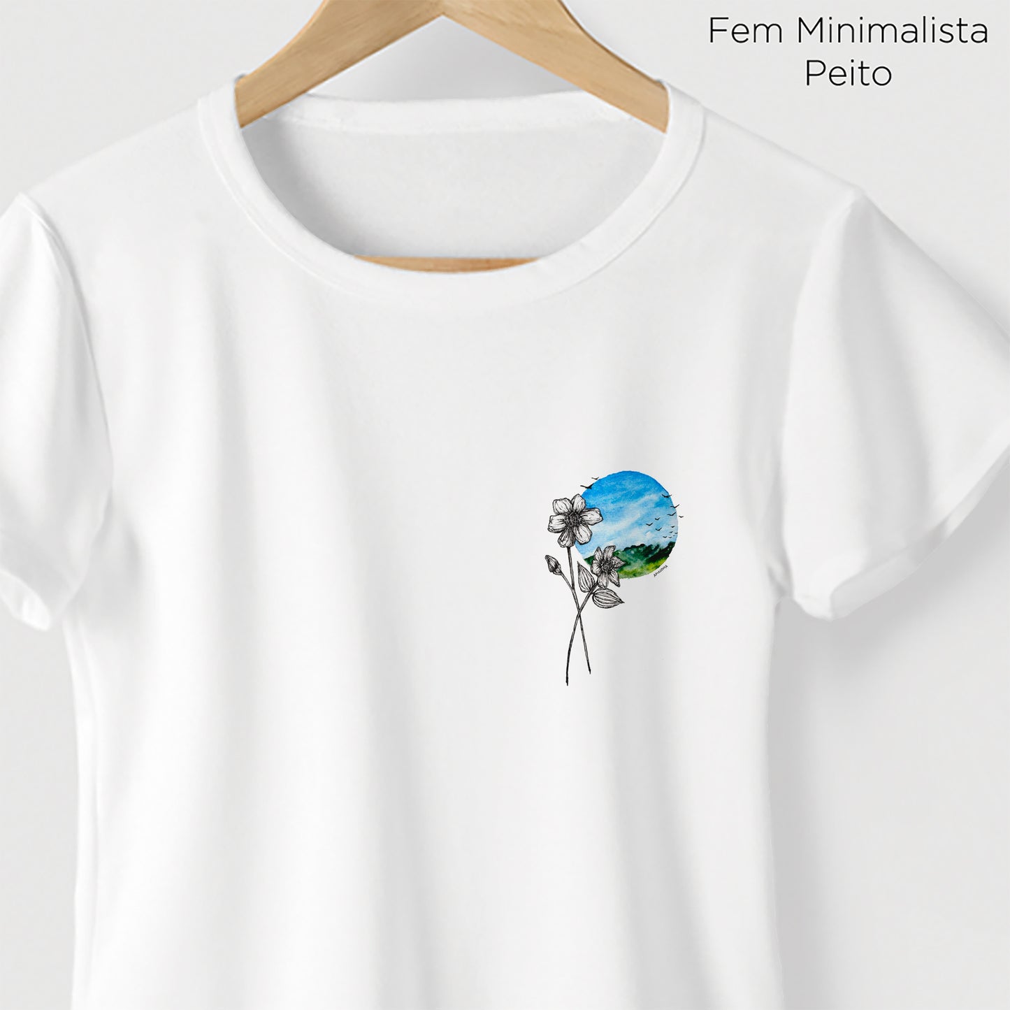 Camiseta Amazônia FLOR PAISAGEM - BRANCO - cód 2142