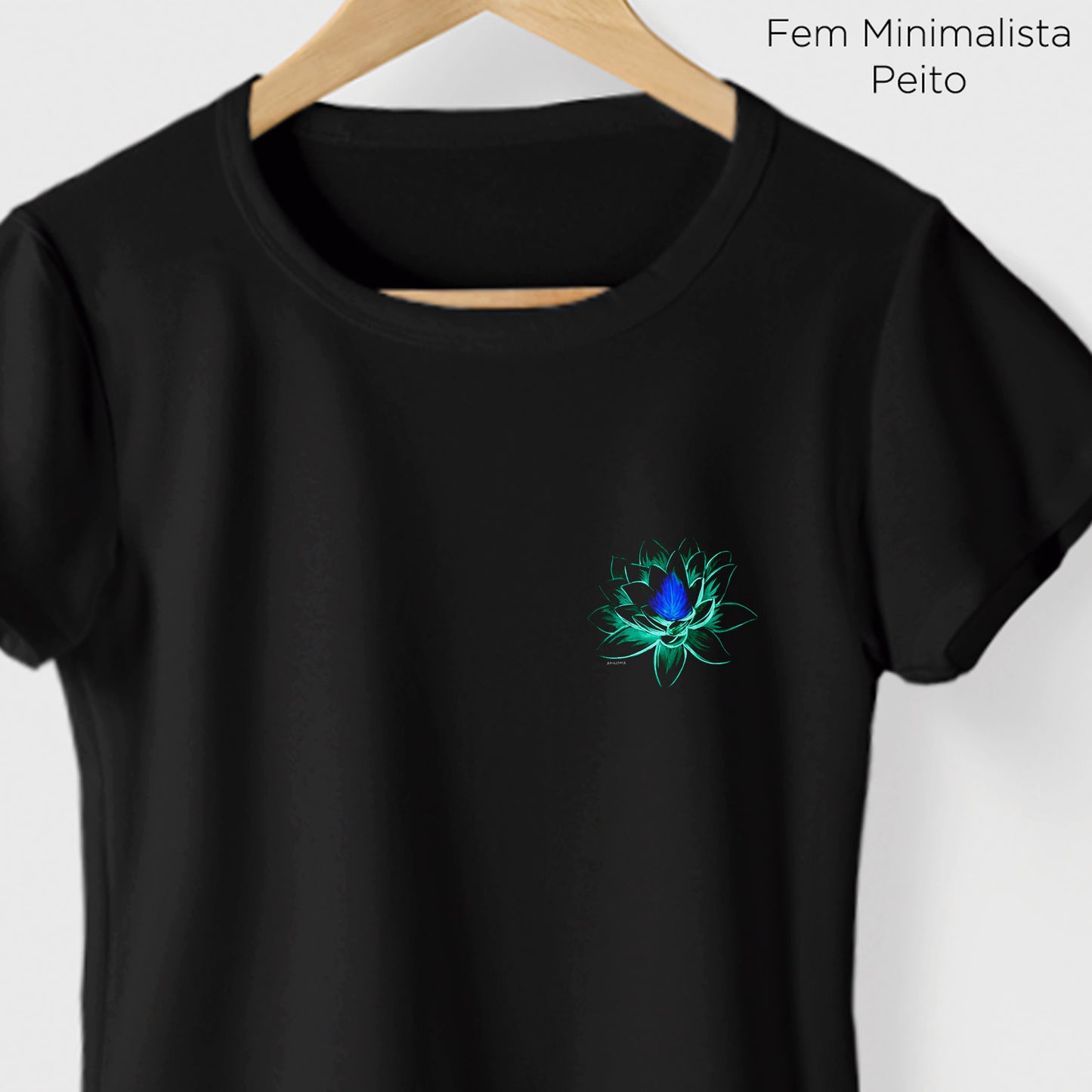 Camiseta Amazônia NEON FLOWER - PRETO - cód 2197