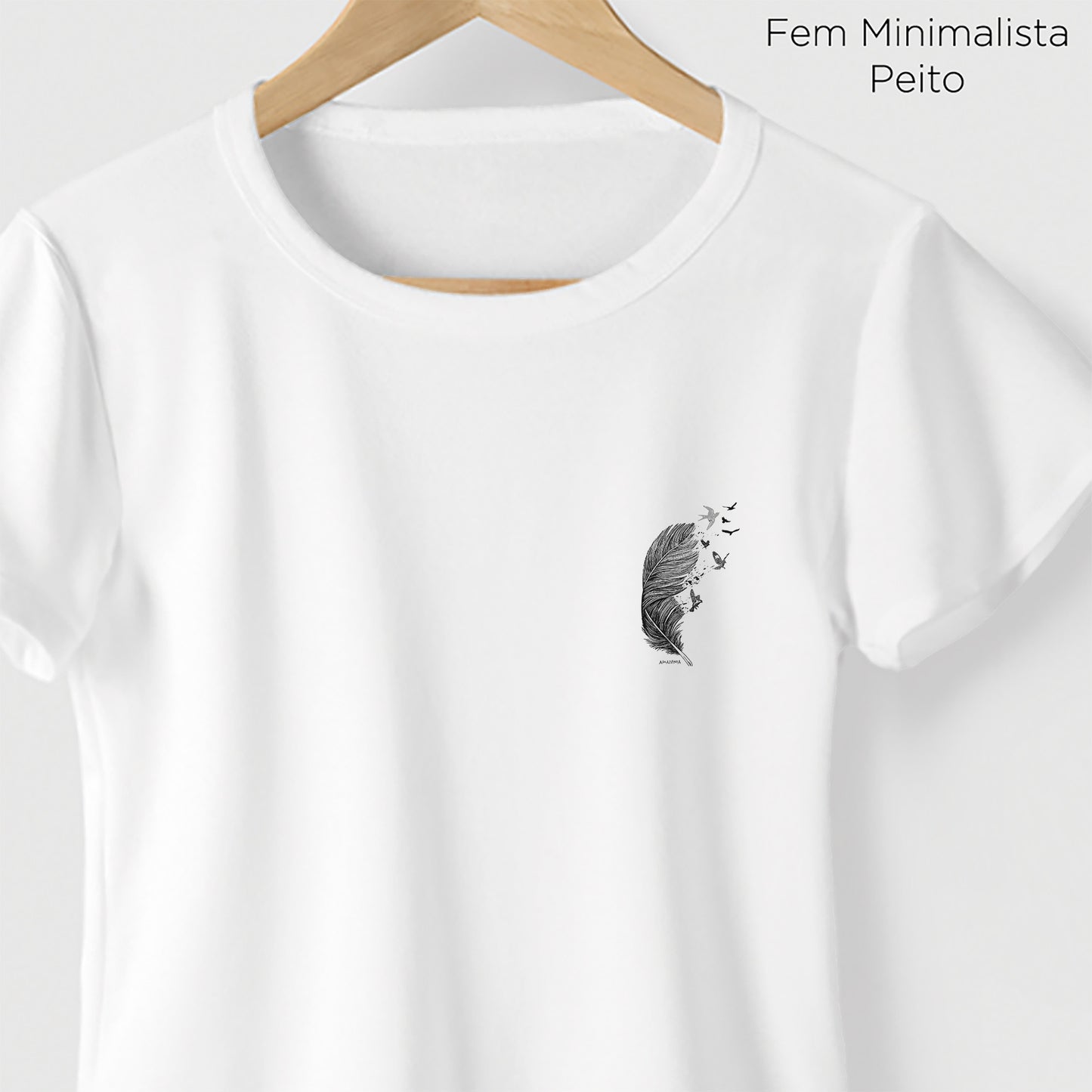 Camiseta Amazônia PÁSSAROS PENAS – BRANCO - cód 2218