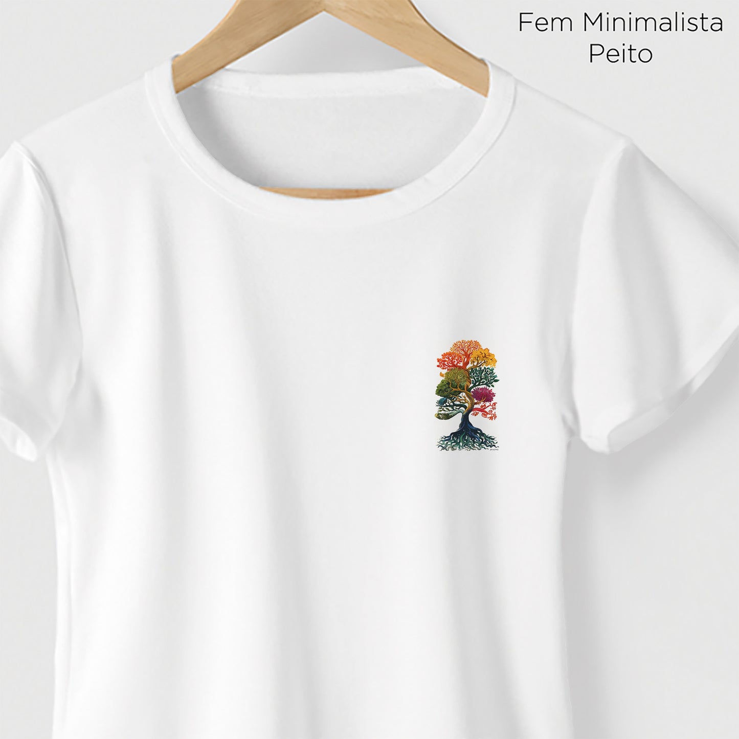 Camiseta Amazônia ÁRVORE CORES - BRANCO - cód 2267