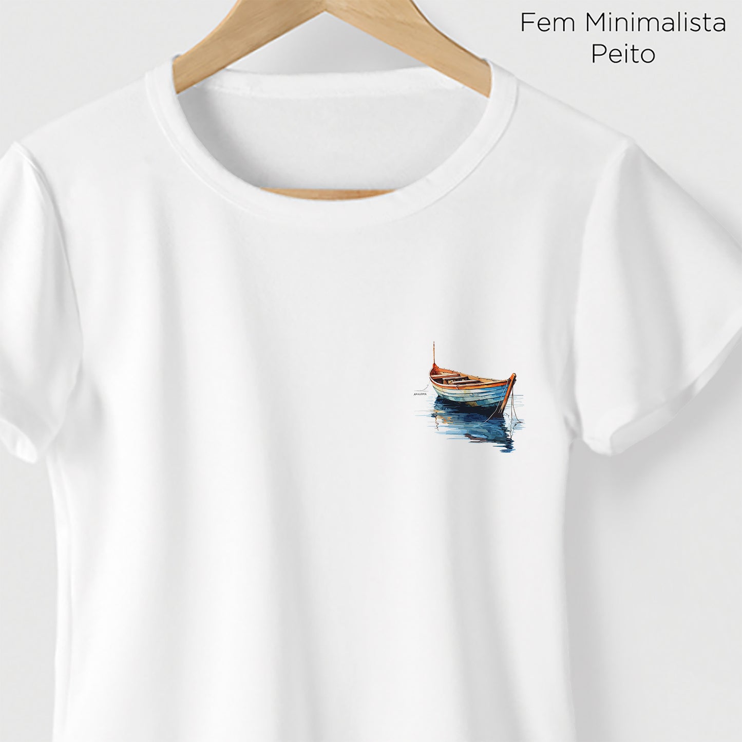 Camiseta Amazônia BARCO PESCADOR - BRANCO - cód 2295