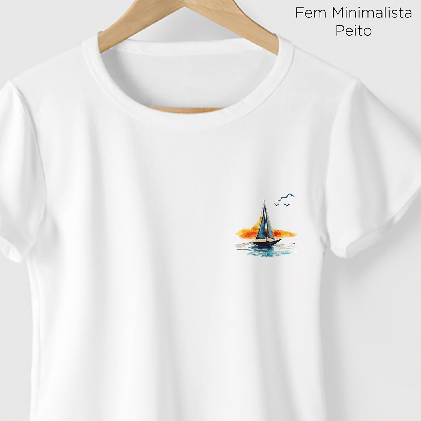 Camiseta Amazônia BARCO PAISAGEM - BRANCO - cód 2301