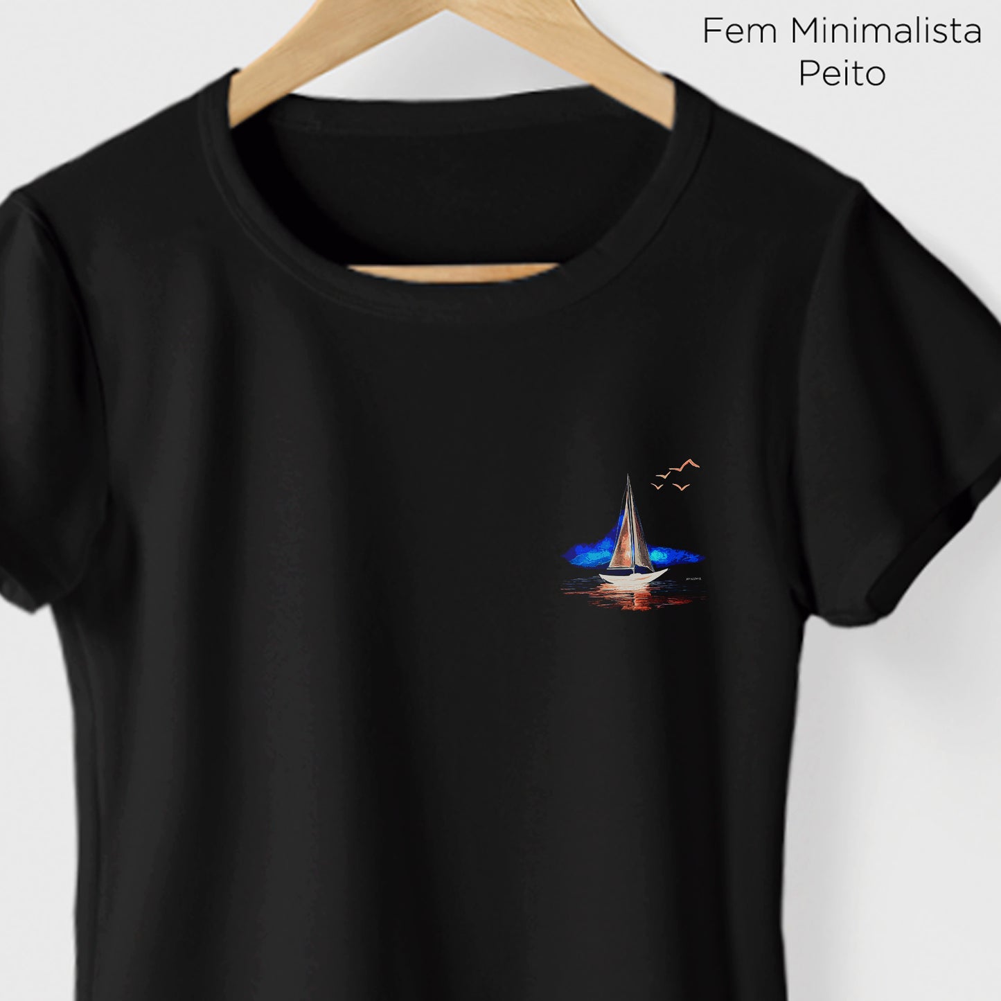 Camiseta Amazônia BARCO PAISAGEM - PRETO - cód 2301