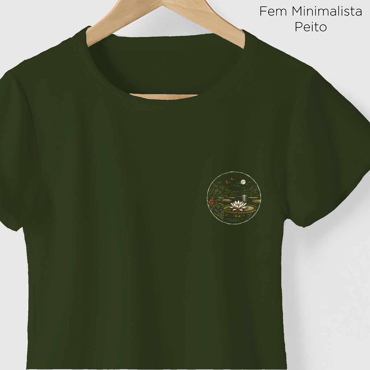 Camiseta Amazônia VITÓRIA-RÉGIA - VERDE ESCURO - cód 2437