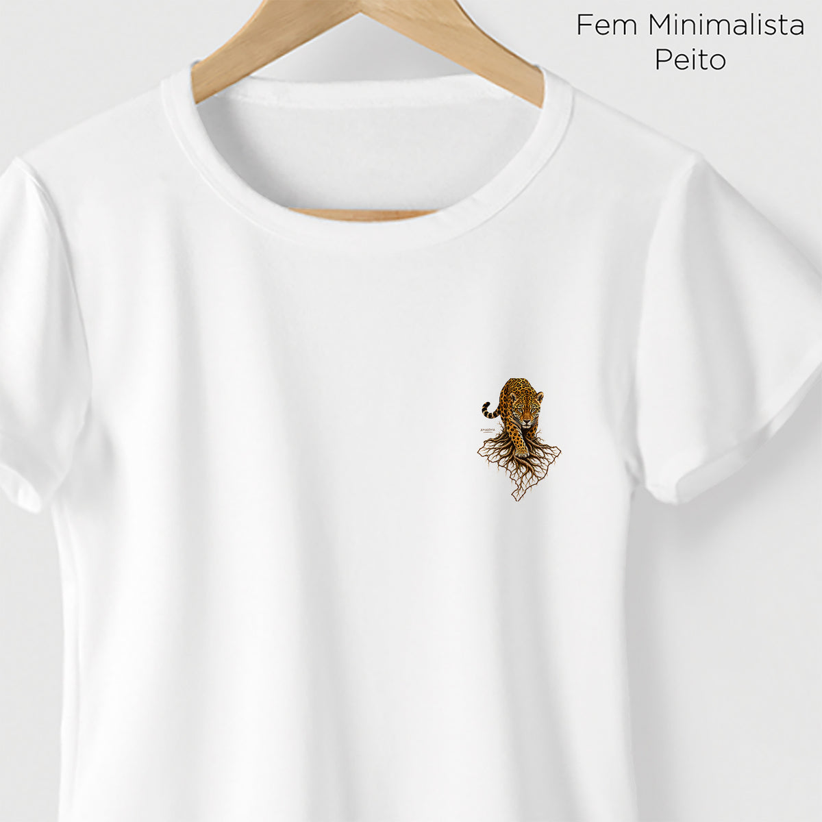 Camiseta Amazônia RAÍZES DA ONÇA - BRANCO - cód 2453