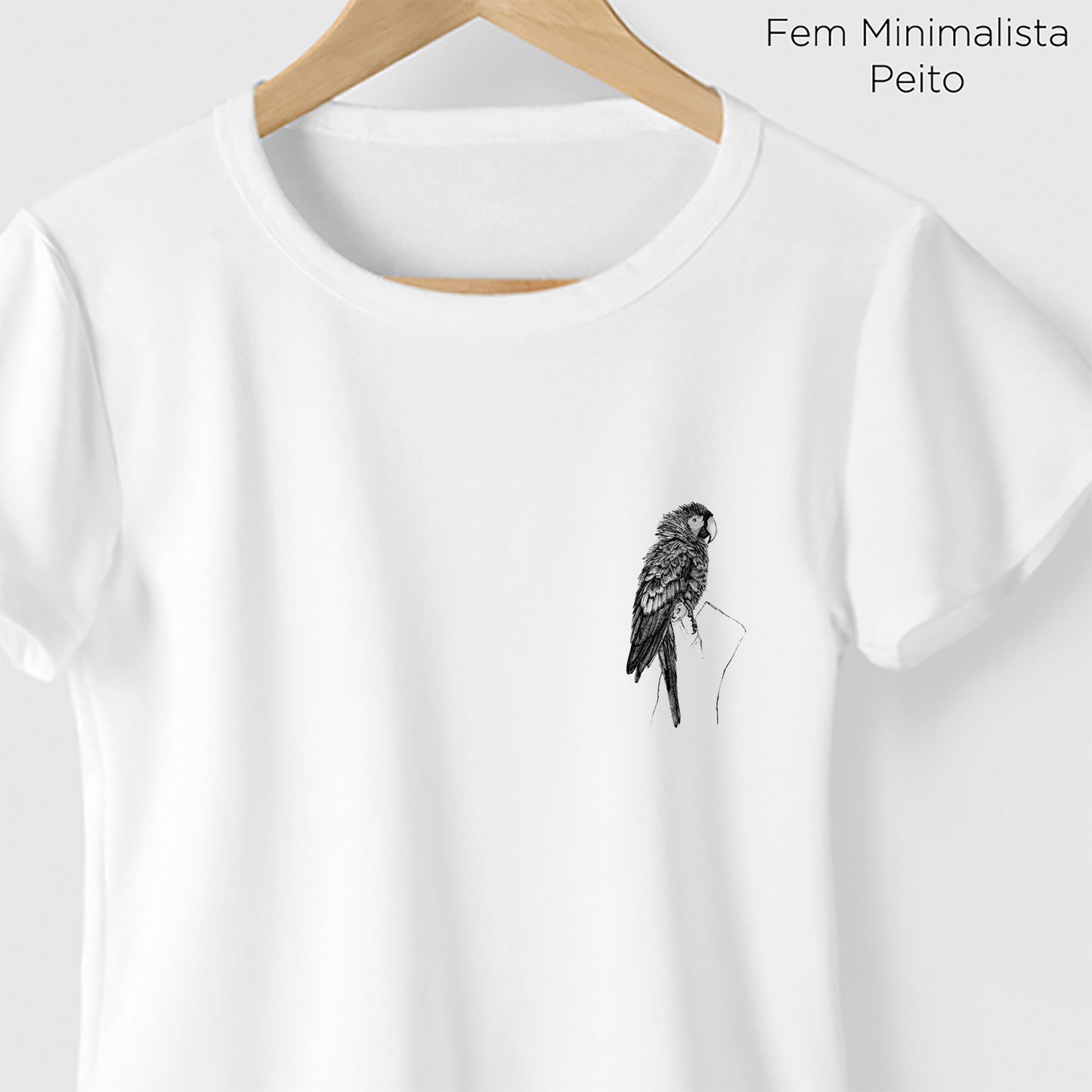 Camiseta Amazônia CHAPADA DOS GUIMARÃES - ARARA VERMELHA - BRANCO - cód 10013