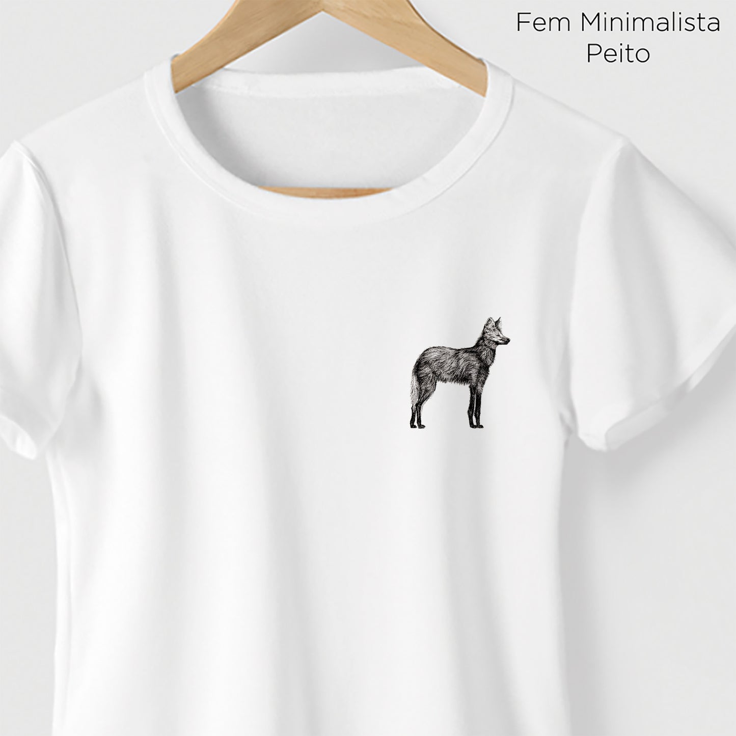 Camiseta Amazônia CHAPADA DOS VEADEIROS - LOBO GUARÁ - BRANCO - cód 10005