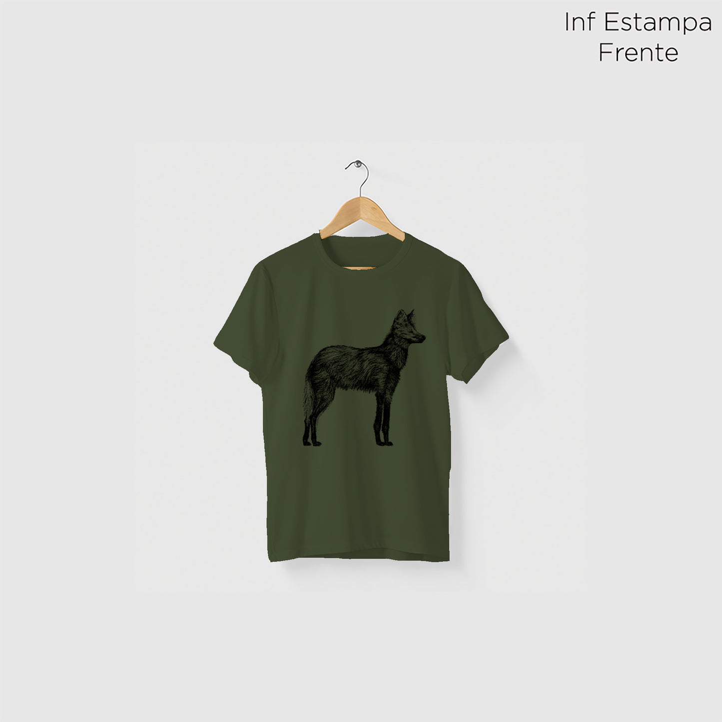Camiseta Amazônia CHAPADA DOS VEADEIROS - LOBO GUARÁ - VERDE ESCURO - cód 10005