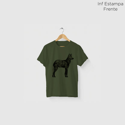 Camiseta Amazônia CHAPADA DOS VEADEIROS - LOBO GUARÁ - VERDE ESCURO - cód 10005