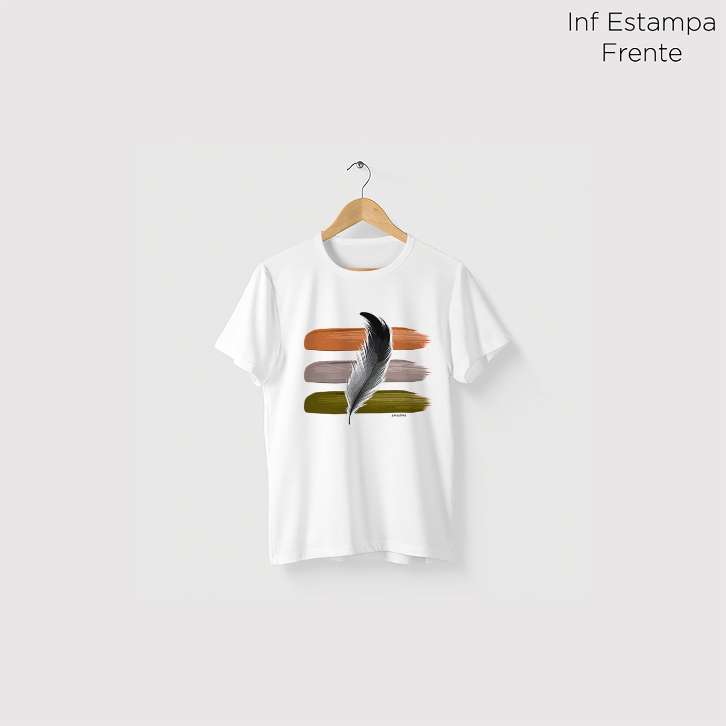 Camiseta Amazônia PENA DE TINTA - BRANCO - cód 2132