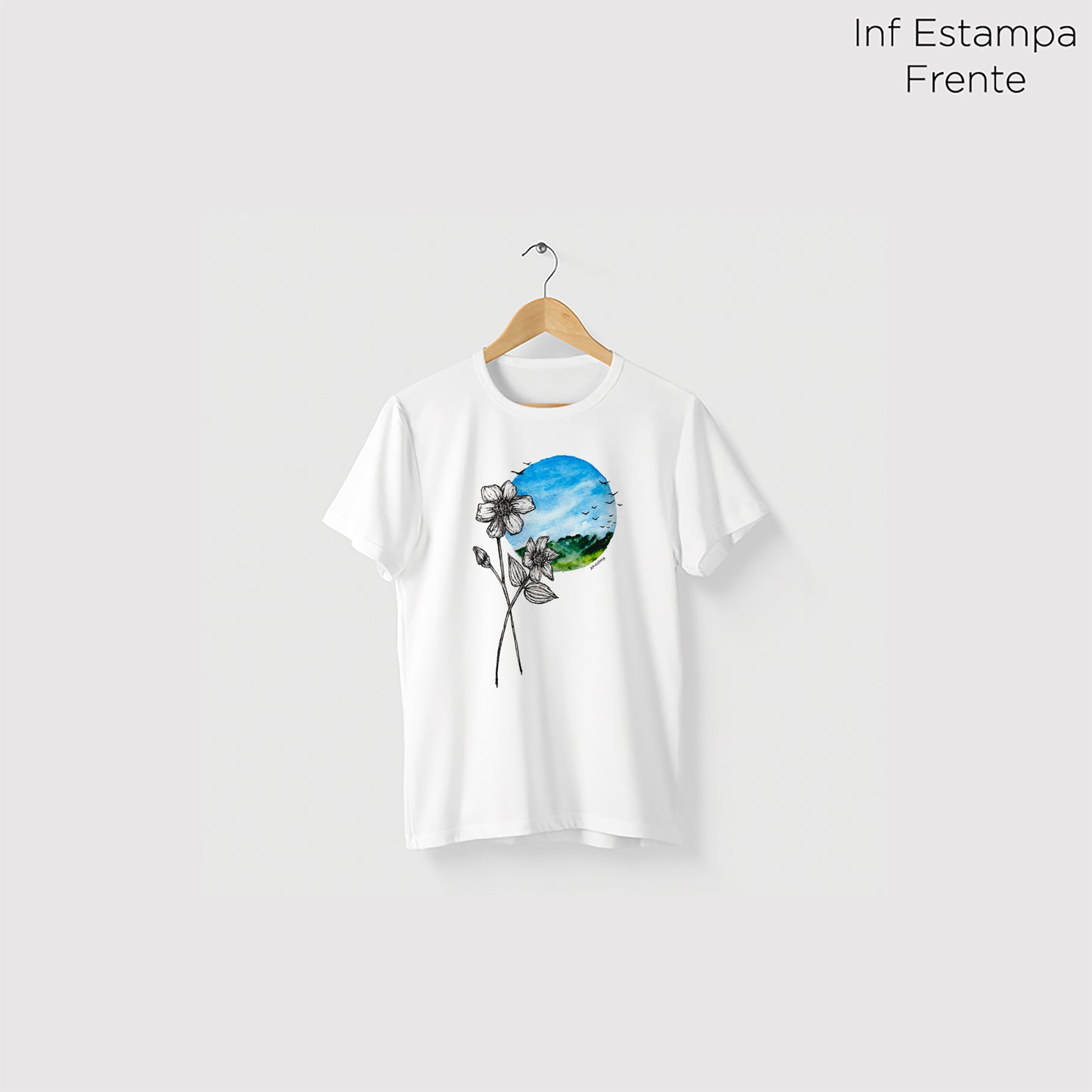 Camiseta Amazônia FLOR PAISAGEM - BRANCO - cód 2142