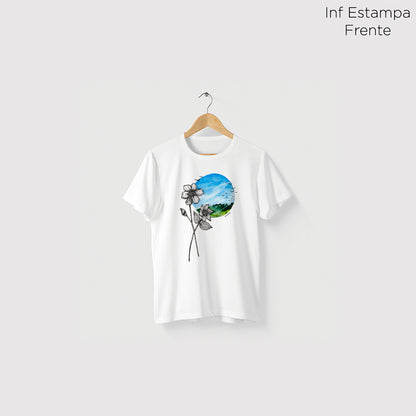 Camiseta Amazônia FLOR PAISAGEM - BRANCO - cód 2142