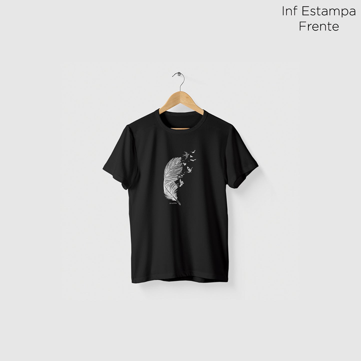 Camiseta Amazônia PÁSSAROS PENAS – PRETO - cód 2218