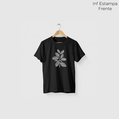 Camiseta Amazônia GRAFISMO FOLHAS - PRETO - cód 2233