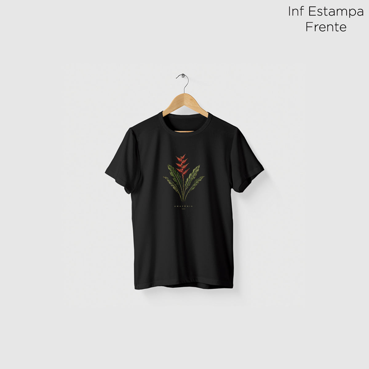 Camiseta Amazônia HELICÔNIA - PRETO - cód 2419