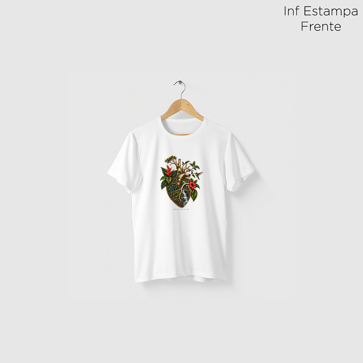 Camiseta Amazônia CORAÇÃO DA MATA - BRANCO - cód 2421