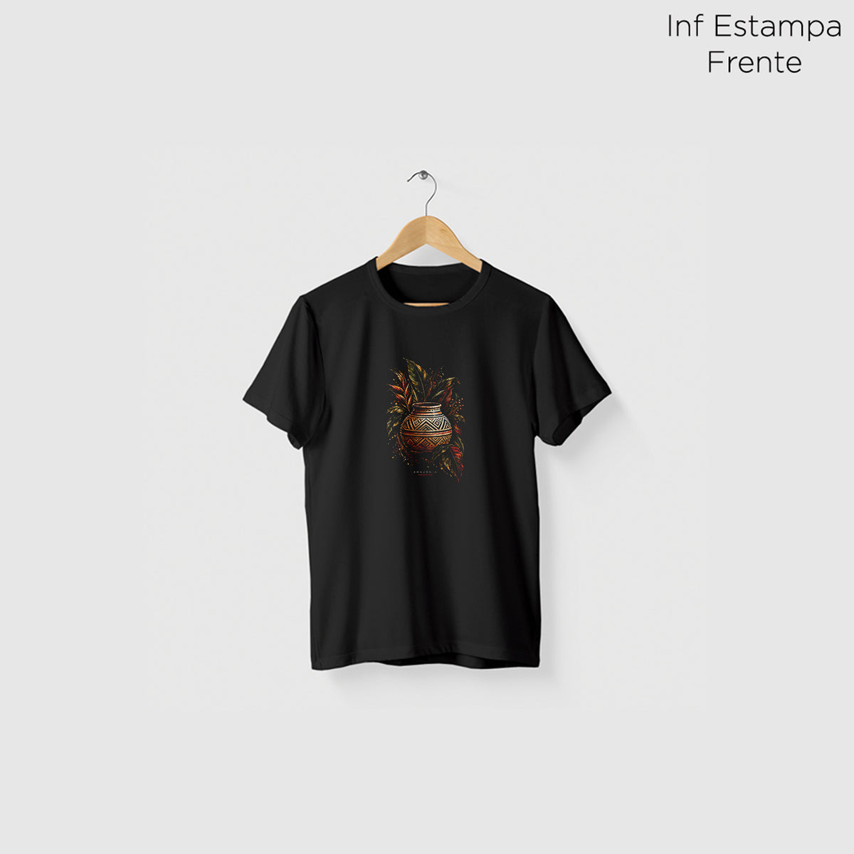 Camiseta Amazônia CERÂMICA MARAJOARA - PRETO - cód 2434