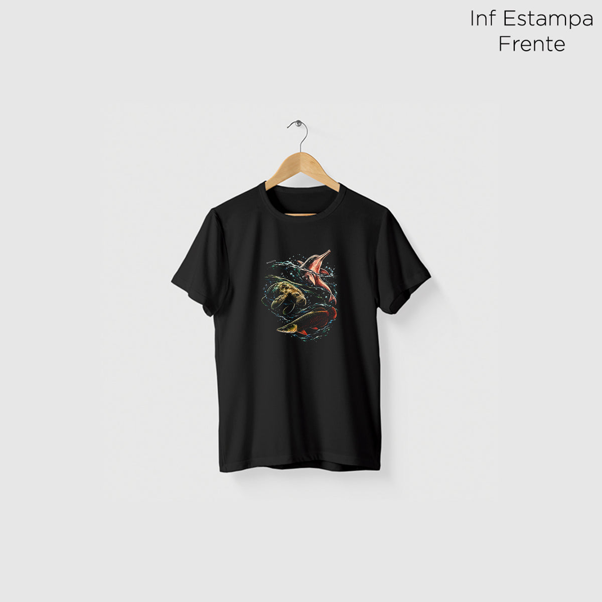 Camiseta Amazônia ÁGUAS DA AMAZÔNIA - PRETO - cód 2451