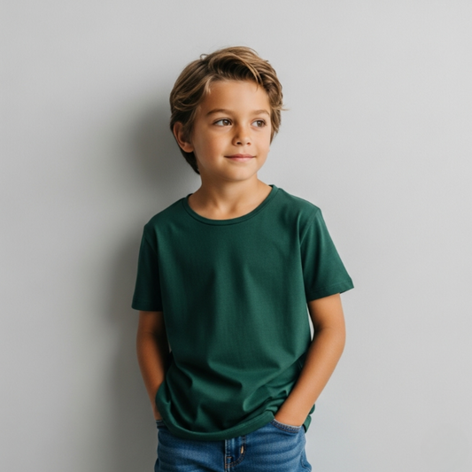 Camiseta Infantil Amazônia ALGODÃO EGÍPCIO - VERDE ESCURO - cód IL007