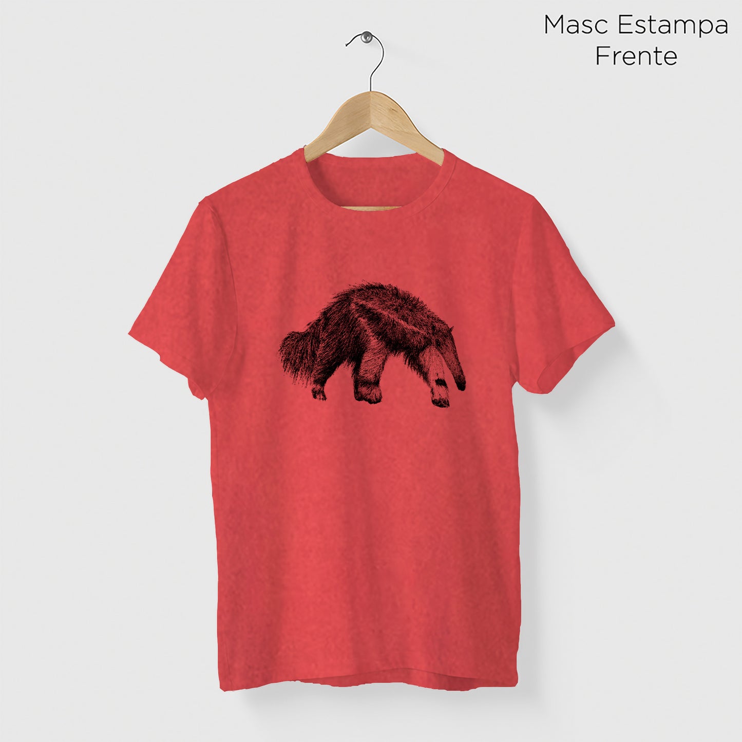 Camiseta Amazônia CHAPADA DIAMANTINA - TAMANDUÁ BANDEIRA - VERMELHO ESTONADO - cód 10006