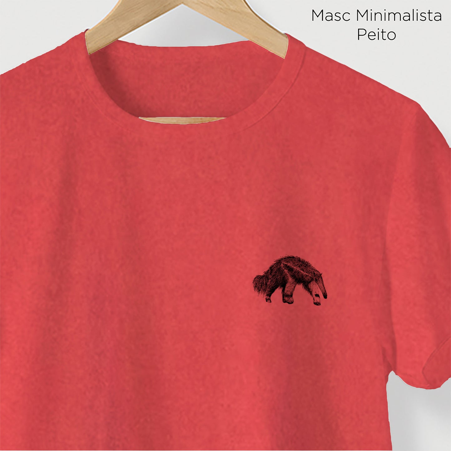 Camiseta Amazônia CHAPADA DIAMANTINA - TAMANDUÁ BANDEIRA - VERMELHO ESTONADO - cód 10006