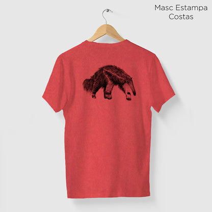Camiseta Amazônia CHAPADA DIAMANTINA - TAMANDUÁ BANDEIRA - VERMELHO ESTONADO - cód 10006