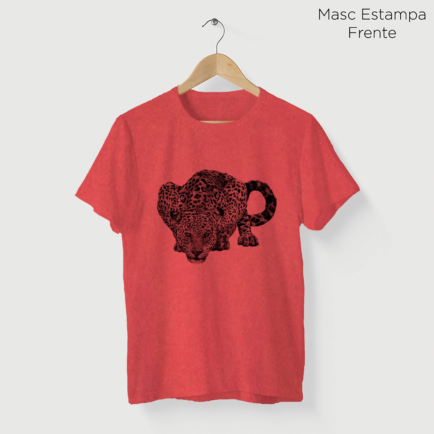 Camiseta Amazônia FOZ DO IGUAÇÚ - ONÇA PINTADA - VERMELHO ESTONADO - cód 10010