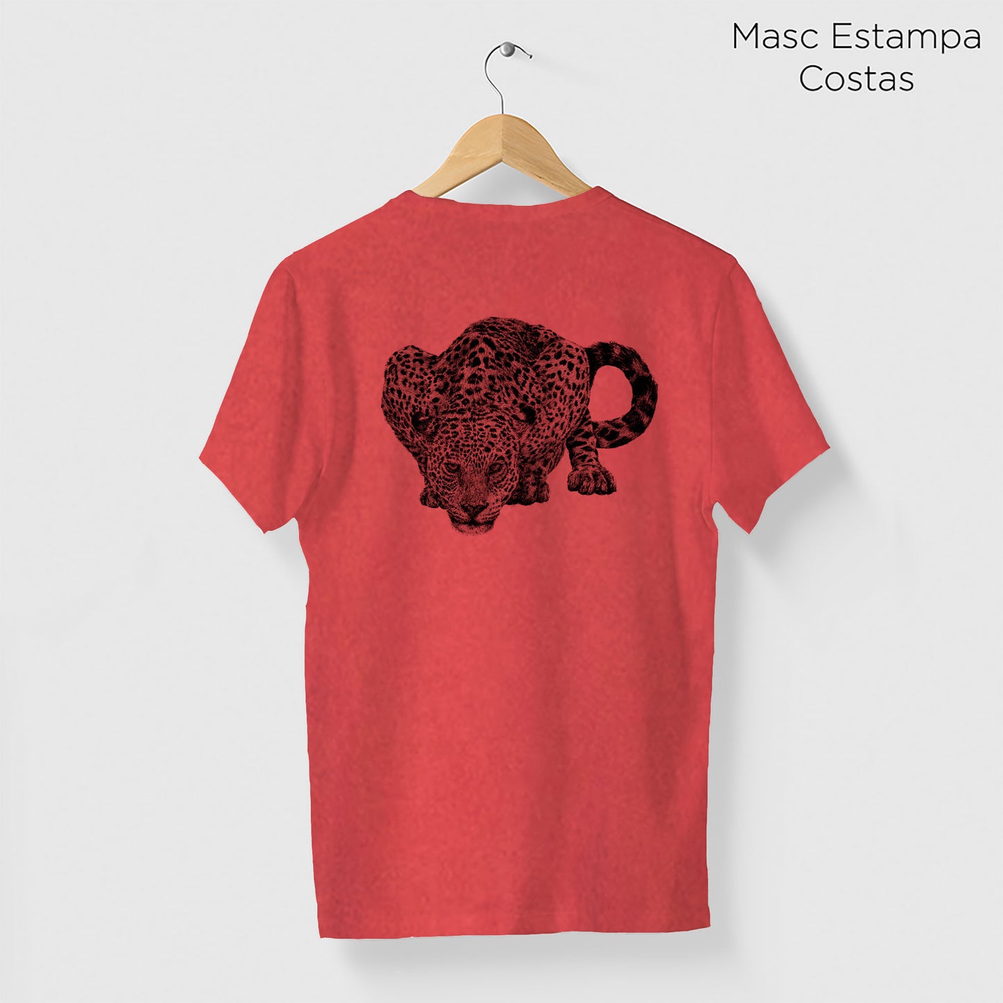 Camiseta Amazônia FOZ DO IGUAÇÚ - ONÇA PINTADA - VERMELHO ESTONADO - cód 10010